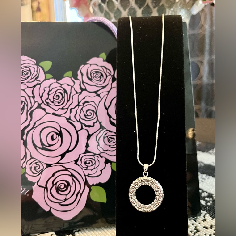 Brighton Silver Crystal Circle Pendant Necklace
